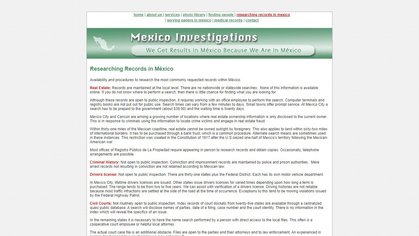 Mexican Investigations: Investigation Firm: Located in Mexico